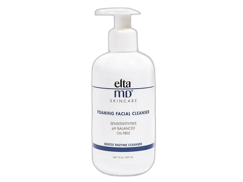 EltaMD Foaming Facial Cleanser pump bottle on white background