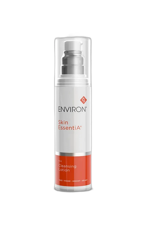 Environ Skin EssentiA Mild Cleansing Lotion cream cleanser in a white pump bottle