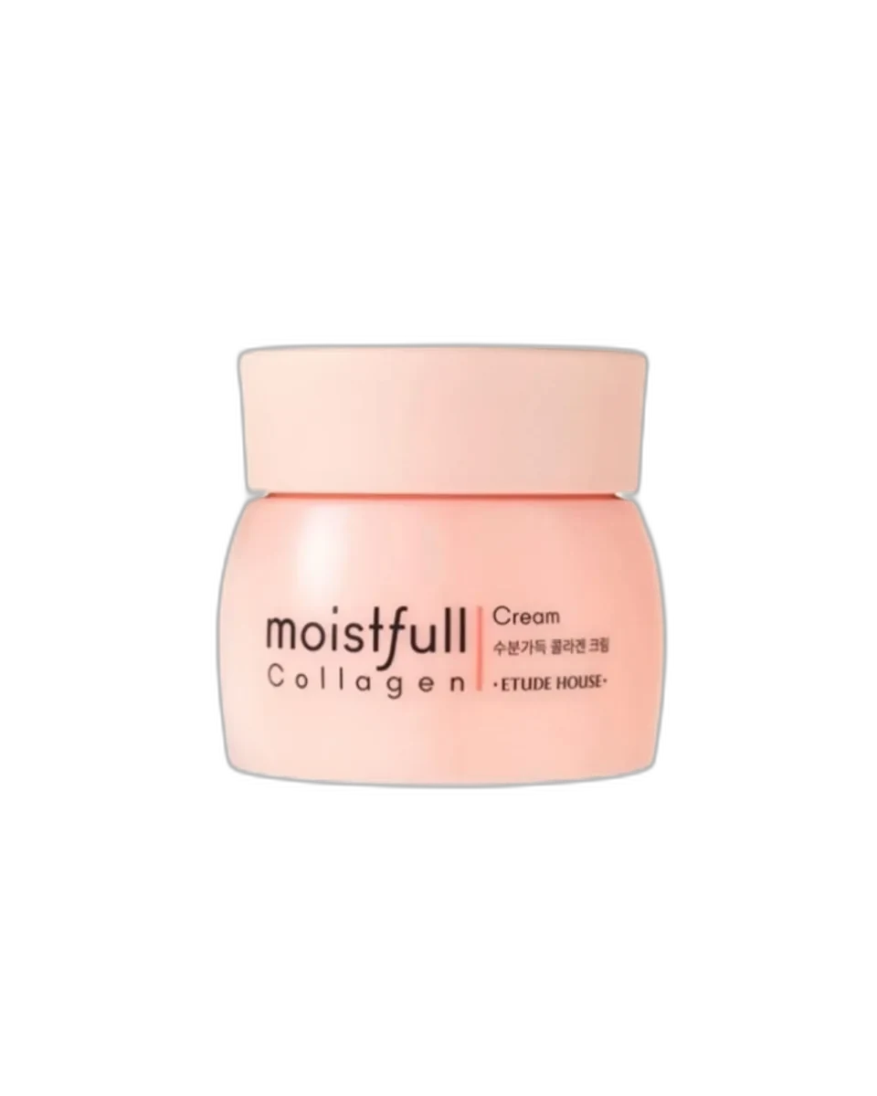 Etude Moistfull Collagen Cream in pink jar with matching lid