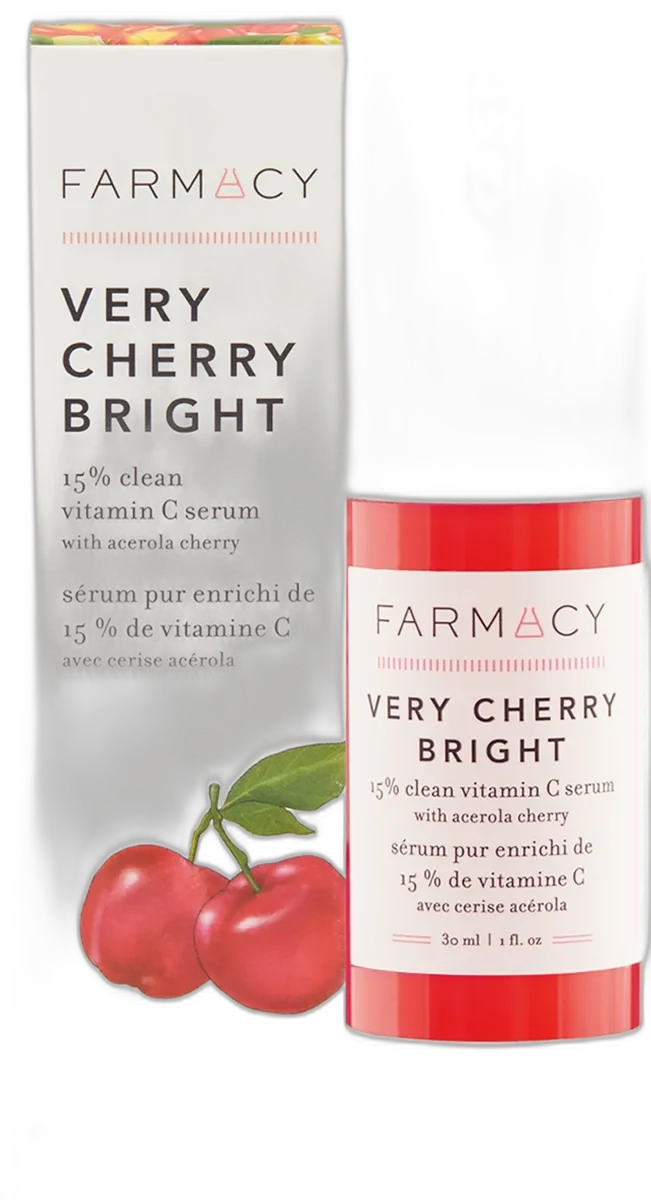 Farmacy Very Cherry Bright 15% Clean Vitamin C Serum with airless push-pop pump