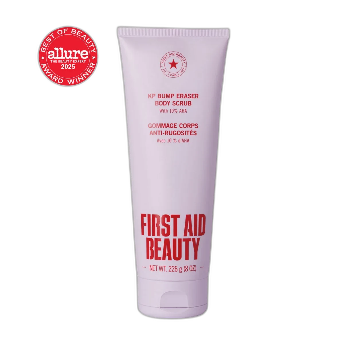 First Aid Beauty KP Bump Eraser Body Scrub 10% AHA in a white squeeze tube
