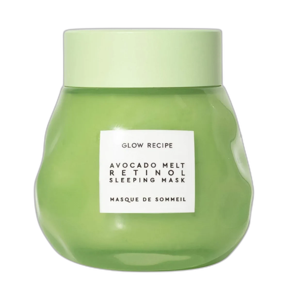 Glow Recipe Avocado Melt Retinol Sleeping Mask in green glass jar
