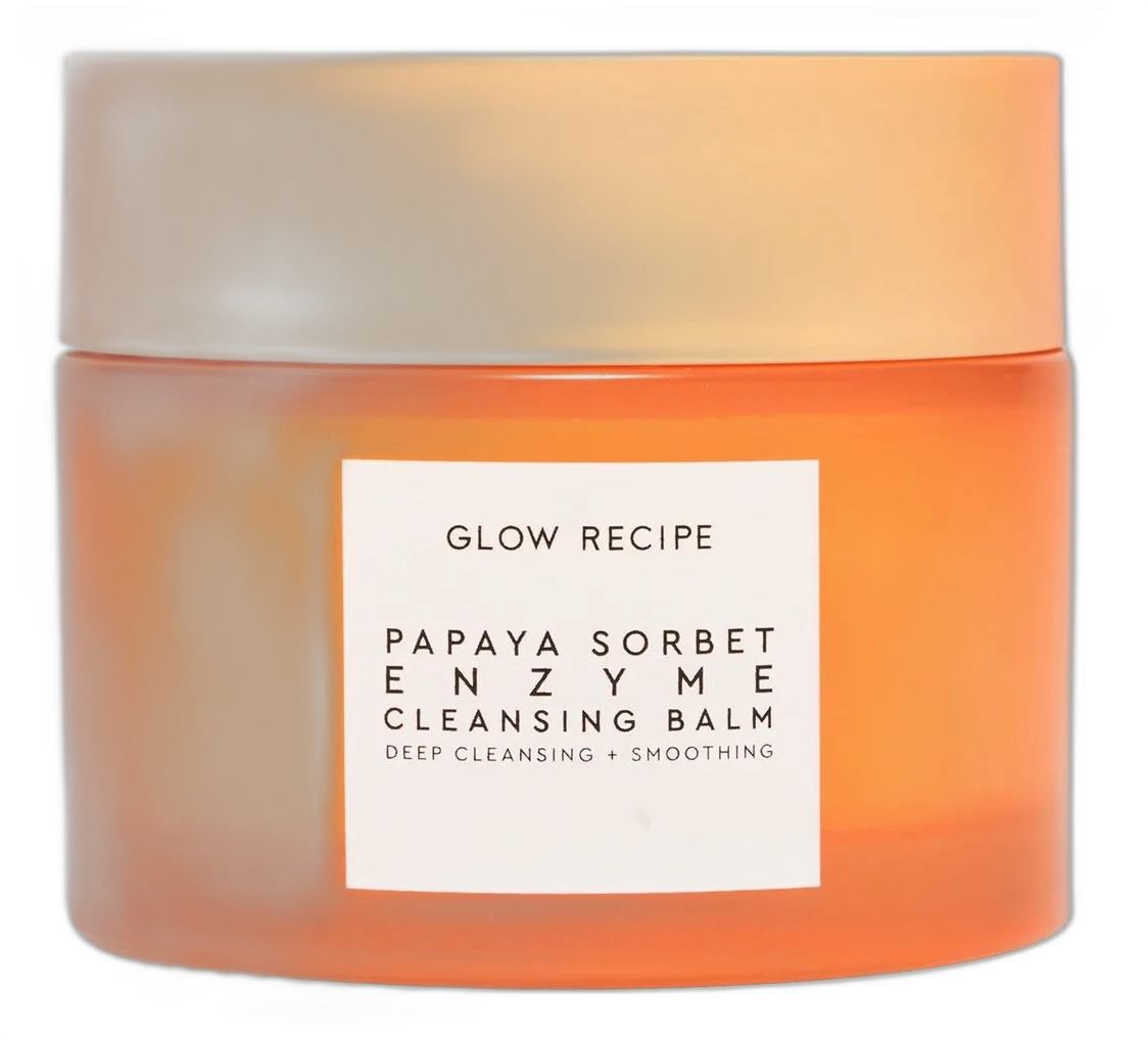 Glow Recipe Papaya Sorbet Enzyme Cleansing Balm in coral glass jar