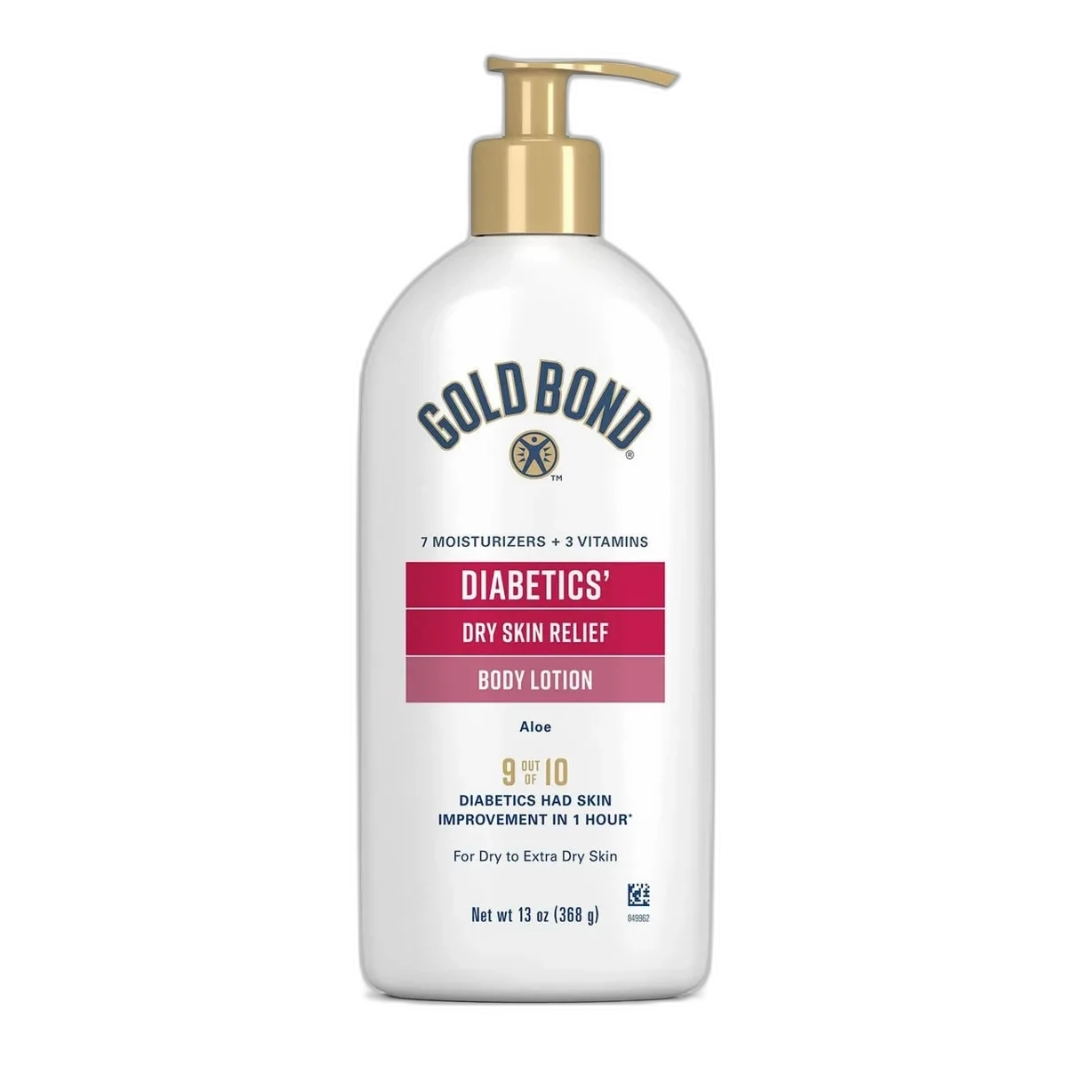 Gold Bond Diabetics' Dry Skin Relief Moisturizing Lotion 13 oz pump bottle with blue-teal branding