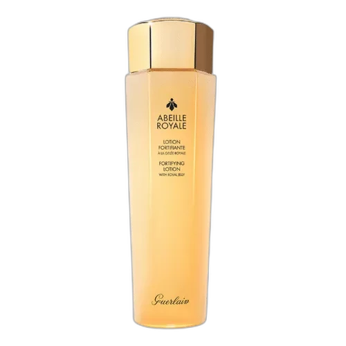 Guerlain Abeille Royale Anti-Aging Fortifying Lotion in an elegant glass bottle with gold bee