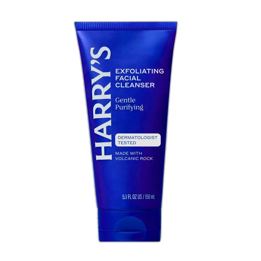Harry's Exfoliating Face Wash with Peppermint tube with volcanic rock exfoliant men's facial