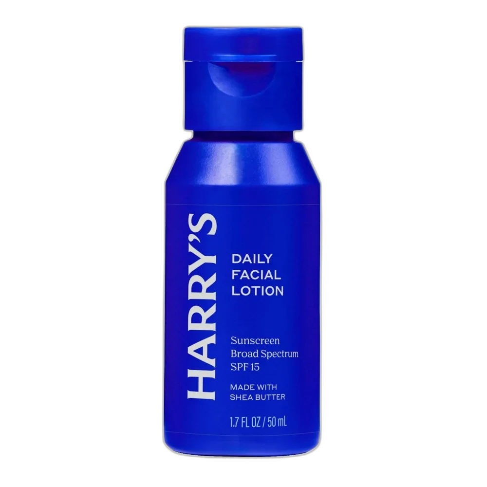Harry's Face Lotion with SPF 15 tube with mineral zinc oxide sunscreen moisturizer for men
