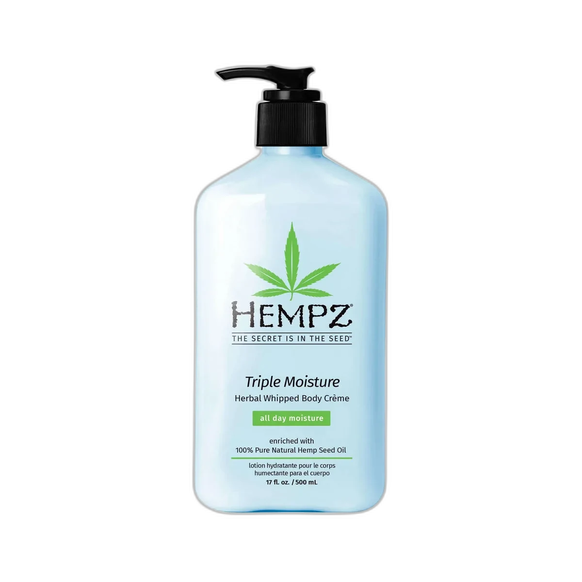Hempz Triple Moisture Herbal Whipped Body Creme in green pump bottle