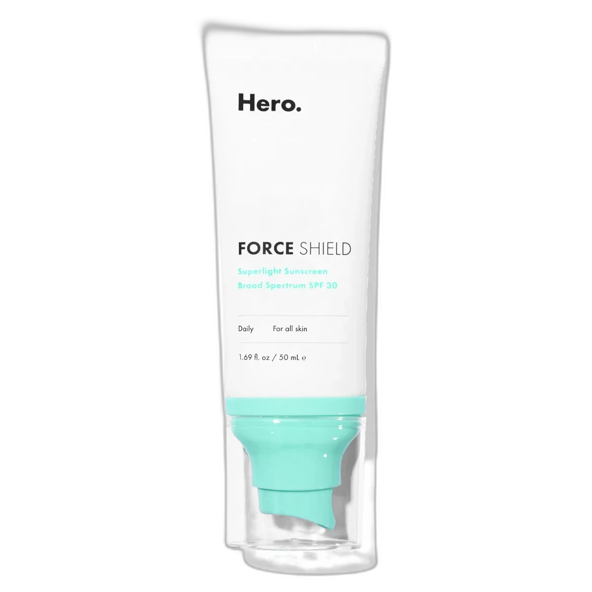 Hero Cosmetics Force Shield Superfine Sunscreen SPF 30 in a white tube