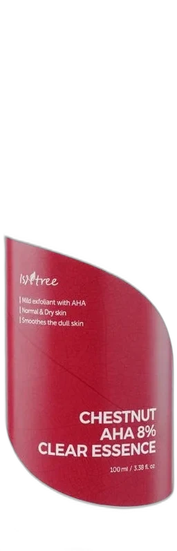 Isntree Chestnut AHA 8% Clear Essence 100ml bottle on white background