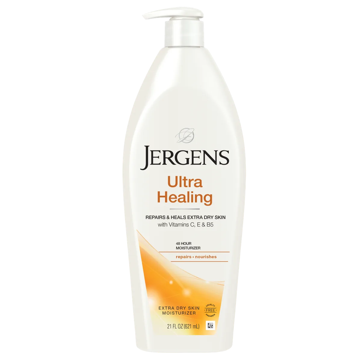 Jergens Ultra Healing Extra Dry Skin Moisturizer in white and purple squeeze bottle