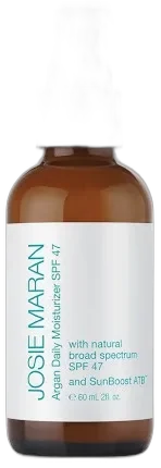 Josie Maran Argan Daily Moisturizer SPF 47 tube with clean minimalist packaging