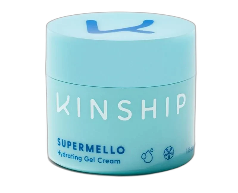 Kinship Supermello Hyaluronic Gel Cream Moisturizer in a clean beauty jar
