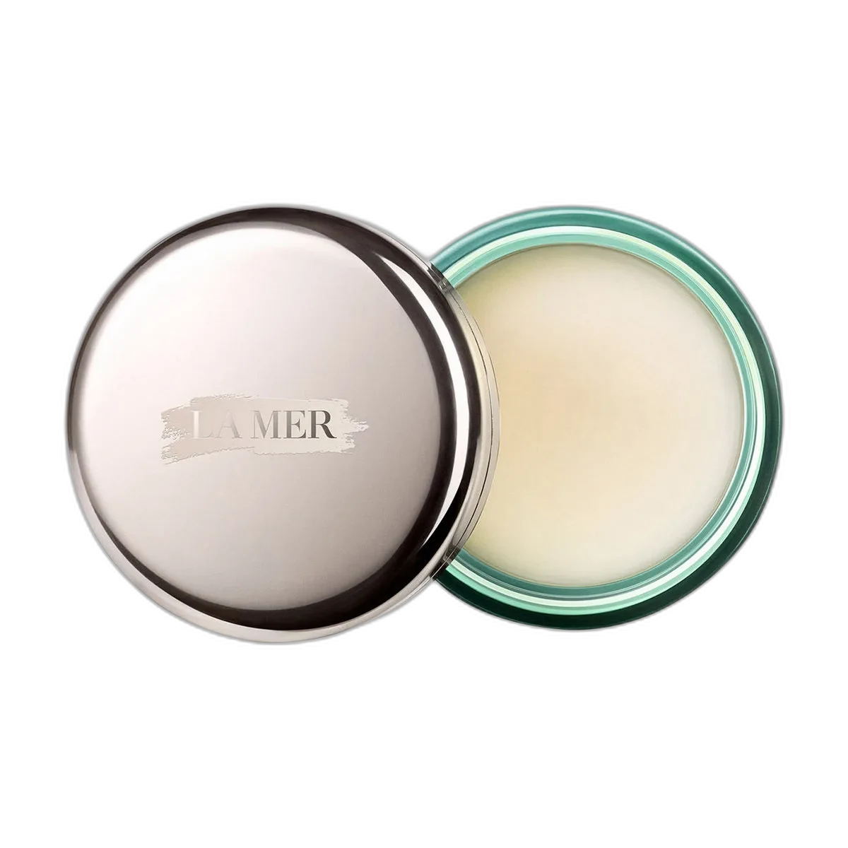 La Mer The Lip Balm in a small jar with silver lid
