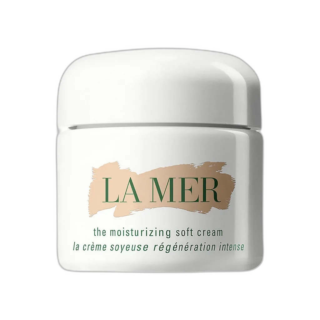 La Mer The Moisturizing Soft Cream in a frosted glass jar with silver lid