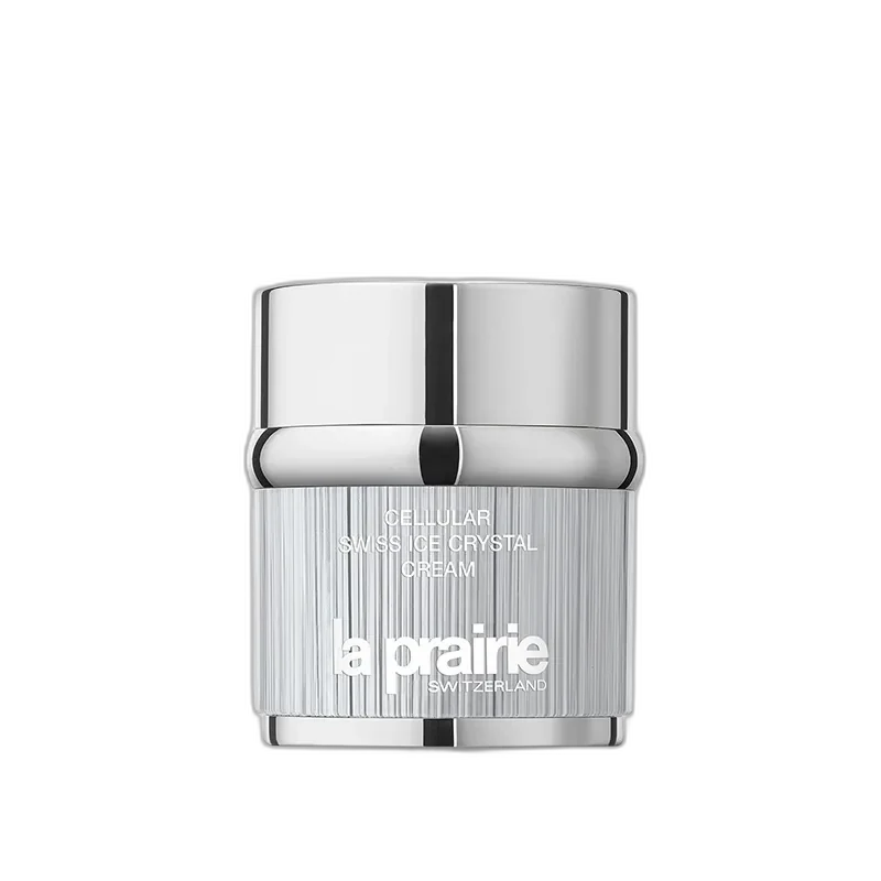 La Prairie Cellular Swiss Ice Crystal Cream jar with elegant glass packaging and silver lid