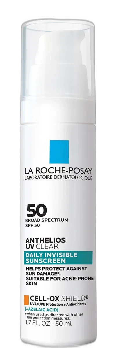 La Roche-Posay Anthelios UV Clear Sunscreen SPF 50 with azelaic acid tube