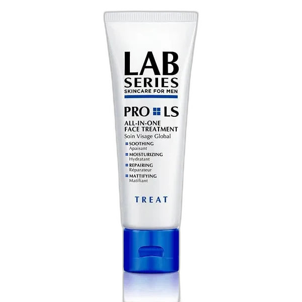 Lab Series Pro LS All-in-One Face Treatment gel-cream moisturizer in a charcoal squeeze tube