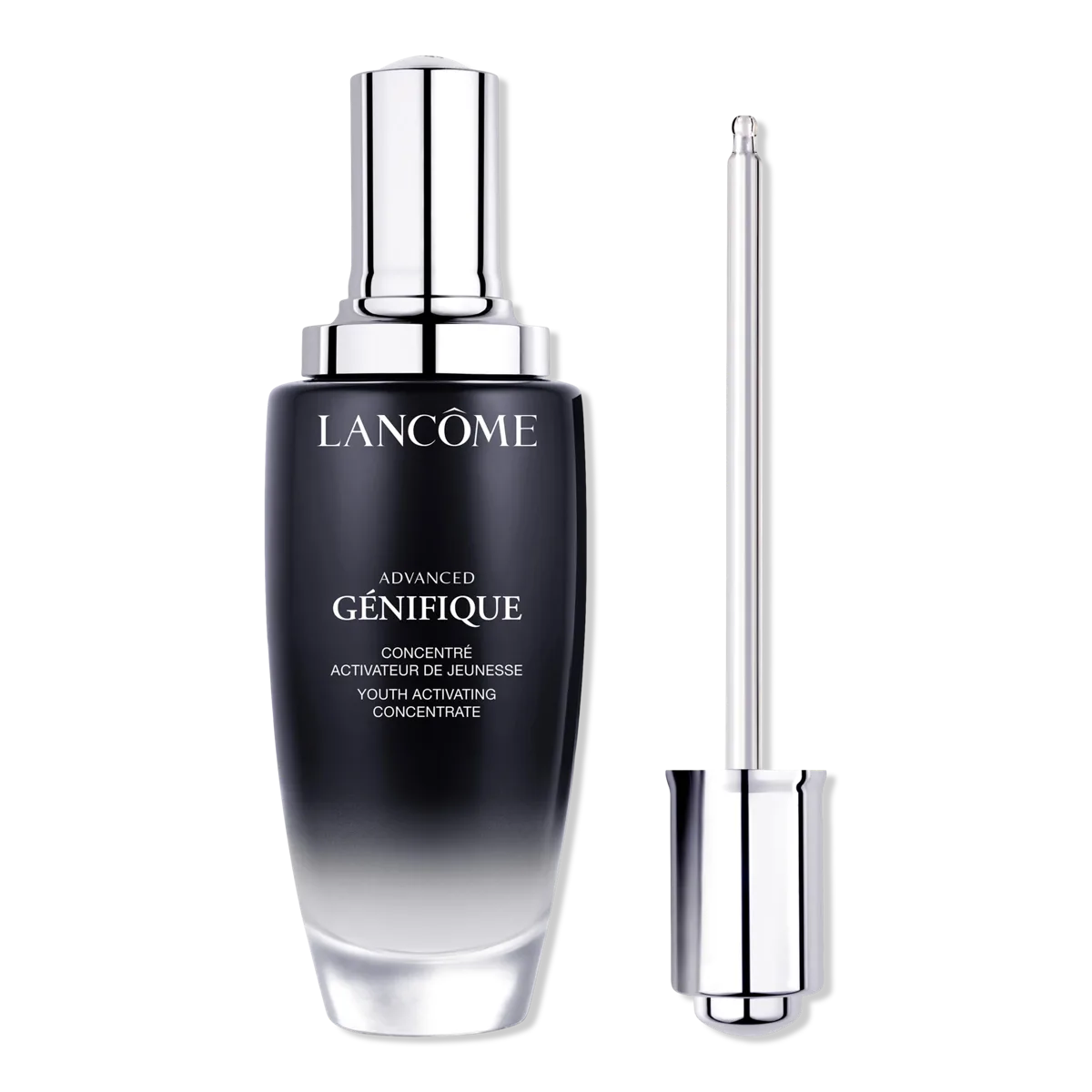 Lancôme Advanced Génifique Youth Activating Serum in dark brown glass bottle with dropper applicator