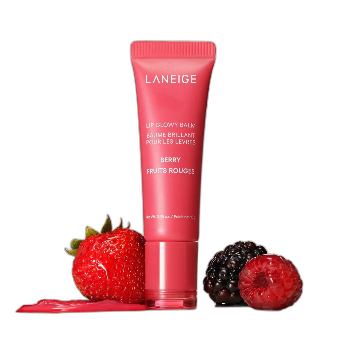 Laneige Lip Glowy Balm in a small pastel squeeze tube with slanted applicator tip