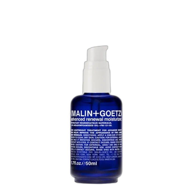 Malin + Goetz Advanced Renewal Moisturizer 1.7 oz white glass jar with silver lid