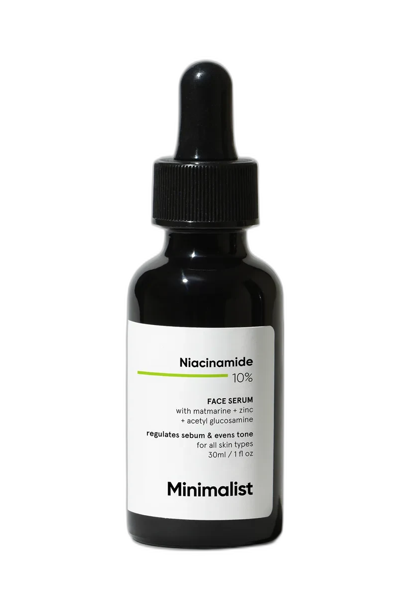 Minimalist 10% Niacinamide Face Serum 30ml amber glass dropper bottle