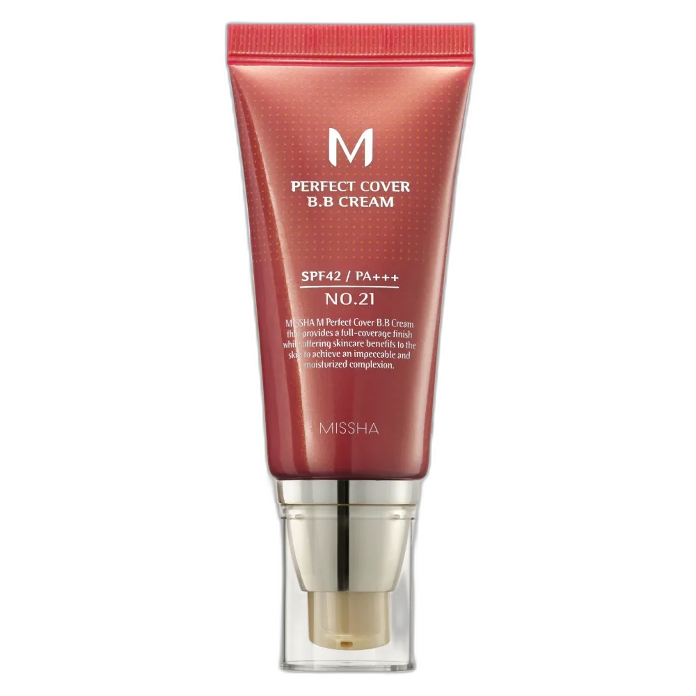 Missha M Perfect Cover BB Cream SPF 42 PA+++ metallic tube with pump dispenser, 50ml Korean BB cream