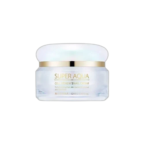 Missha Super Aqua Cell Renew Snail Cream jar with holographic pearlescent lid
