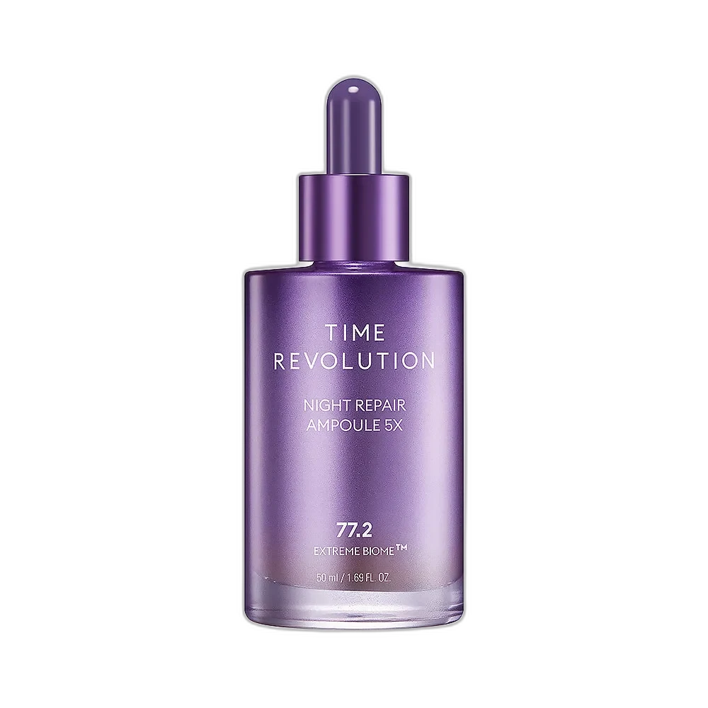 Missha Time Revolution Night Repair Ampoule 5X deep plum glass bottle with dropper