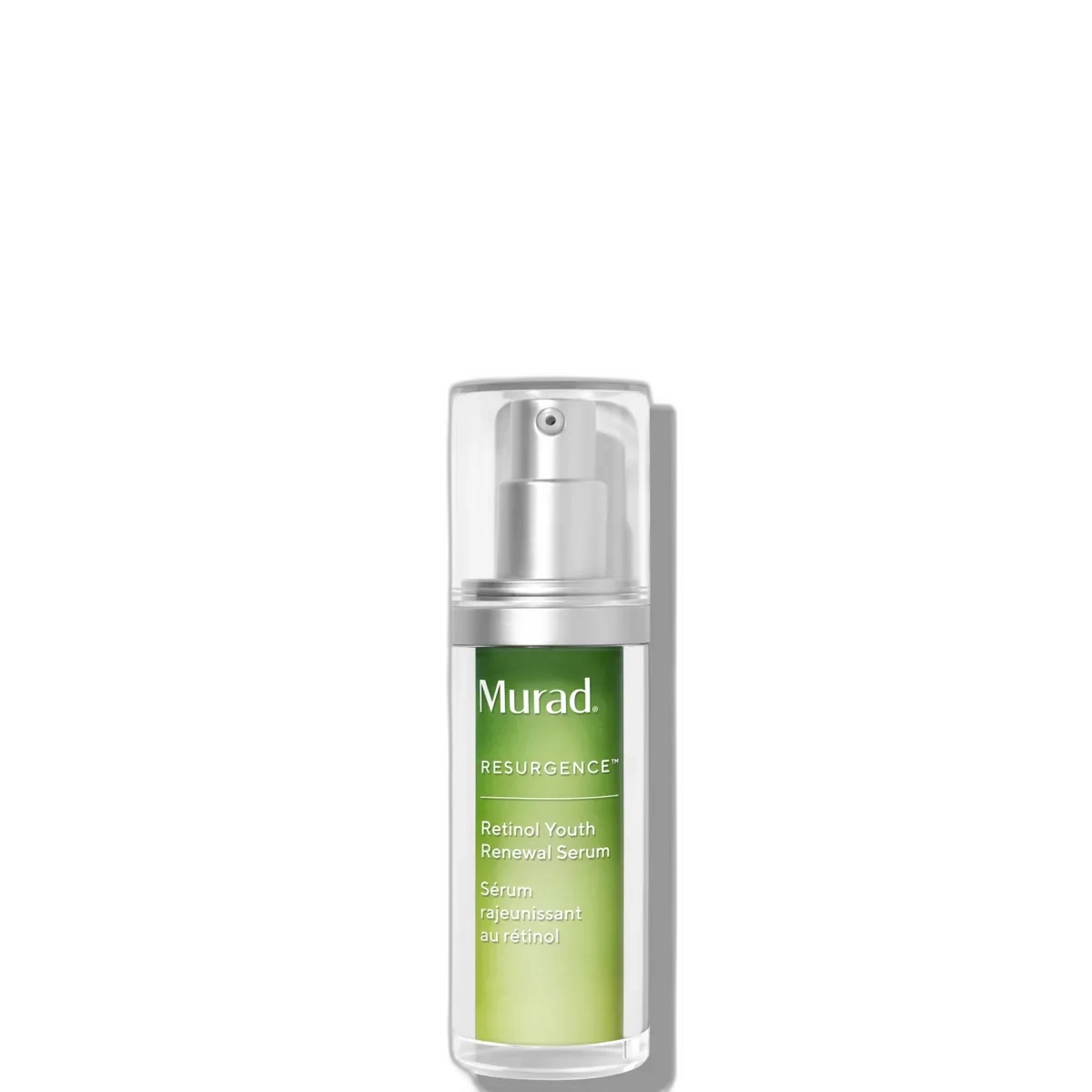 Murad Retinol Youth Renewal Serum in opaque pump bottle with gold and white packaging