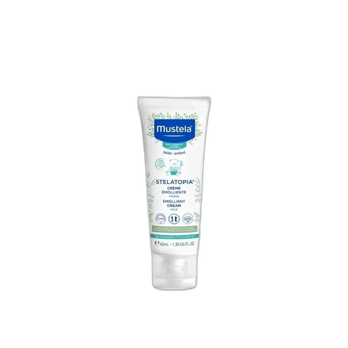 Mustela Stelatopia Emollient Face Cream tube, 1.35 fl oz