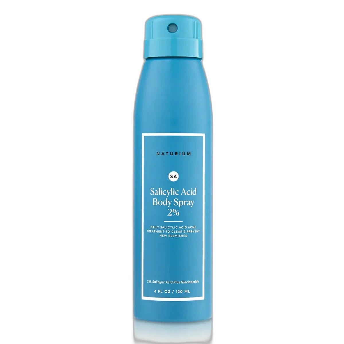 Naturium The Perfector Salicylic Acid Body Spray 2% aerosol can with 360-degree spray nozzle