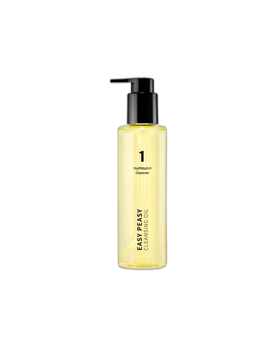 Numbuzin No. 1 Easy Peasy Cleansing Oil pump bottle with green and white label