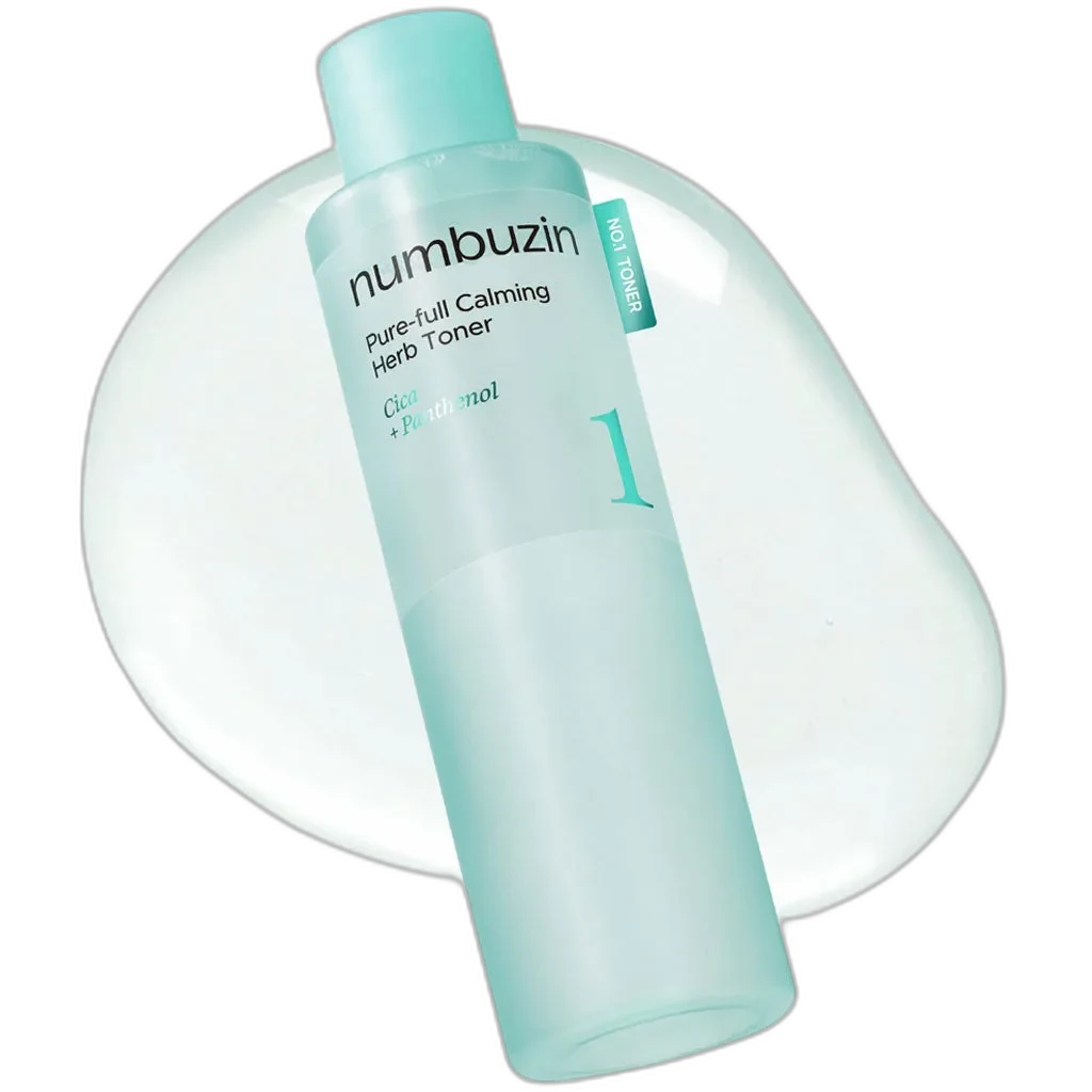 Numbuzin No. 1 Pure-Full Calming Herb Toner clear bottle with 300ml of botanical toner