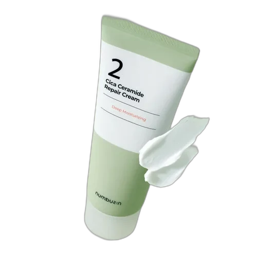 Numbuzin No. 2 Cica Ceramide Repair Cream in a white jar with minimalist numbered label