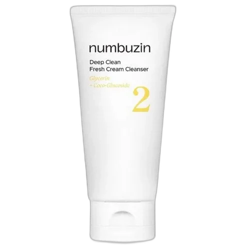 Numbuzin No. 2 Deep Clean Fresh Cream Cleansing Foam in a white squeeze tube with minimalist