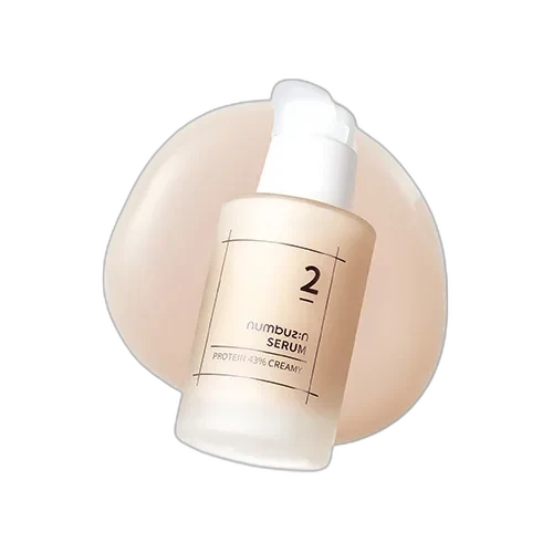 Numbuzin No. 2 Protein 43% Creamy Serum in a tube with minimalist numbered branding