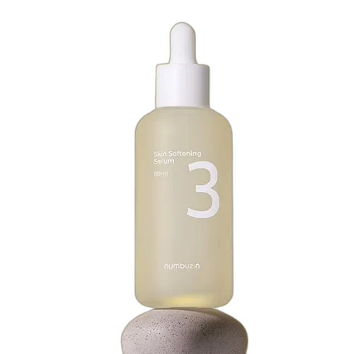 Numbuzin No. 3 Skin Softening Serum glass bottle with pump dispenser containing milky