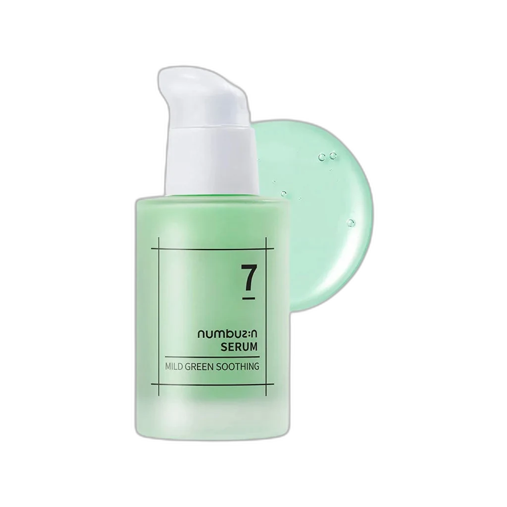Numbuzin No. 7 Mild Green Soothing Serum bottle with green-tinted gel formula