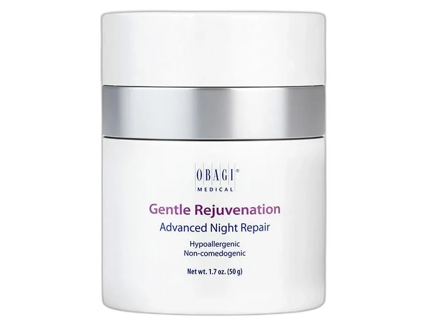 Obagi Gentle Rejuvenation Advanced Night Repair cream pump bottle with blue and silver packaging