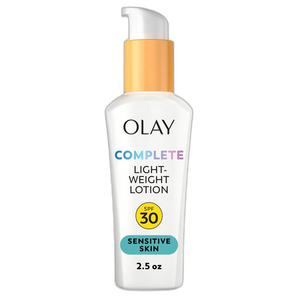 Olay Complete Daily Moisturizer SPF 30 Sensitive Skin, white squeeze tube with blue cap