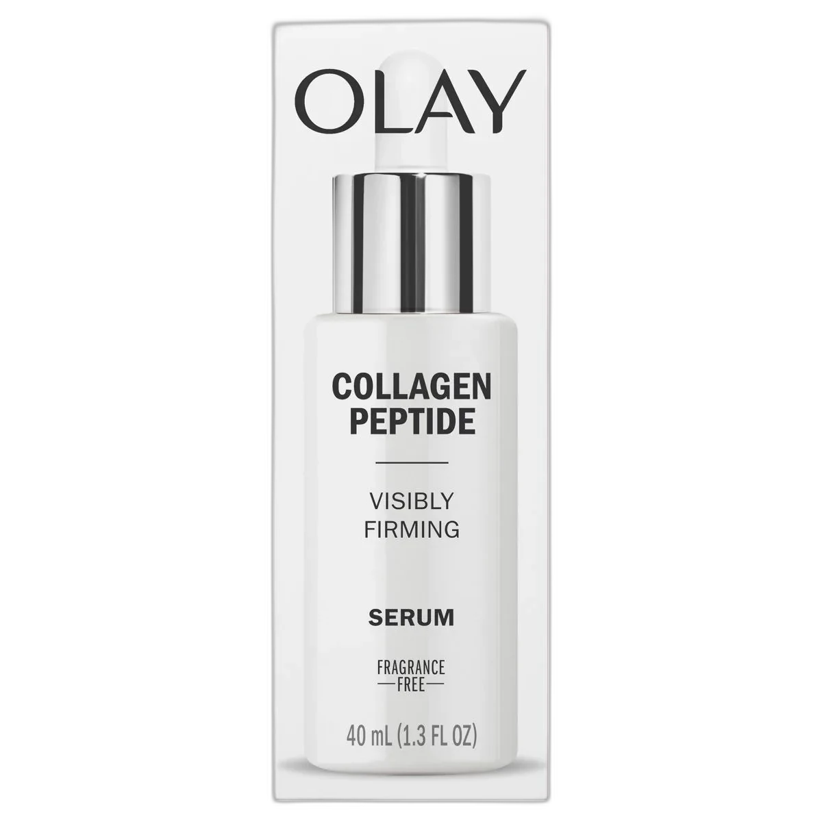 Olay Regenerist Collagen Peptide 24 Serum, red and gold bottle with dropper applicator