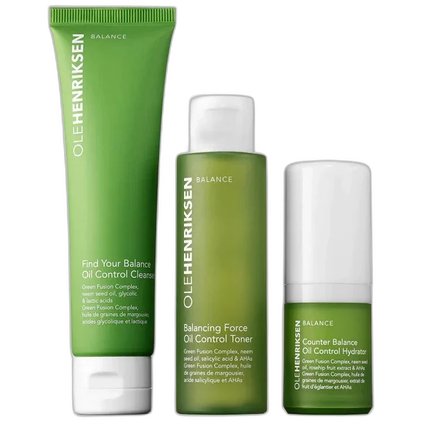 Ole Henriksen Balance It All Essentials Set with three green products including cleanser