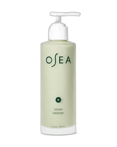 OSEA Ocean Cleanser in glass pump bottle with green gel visible