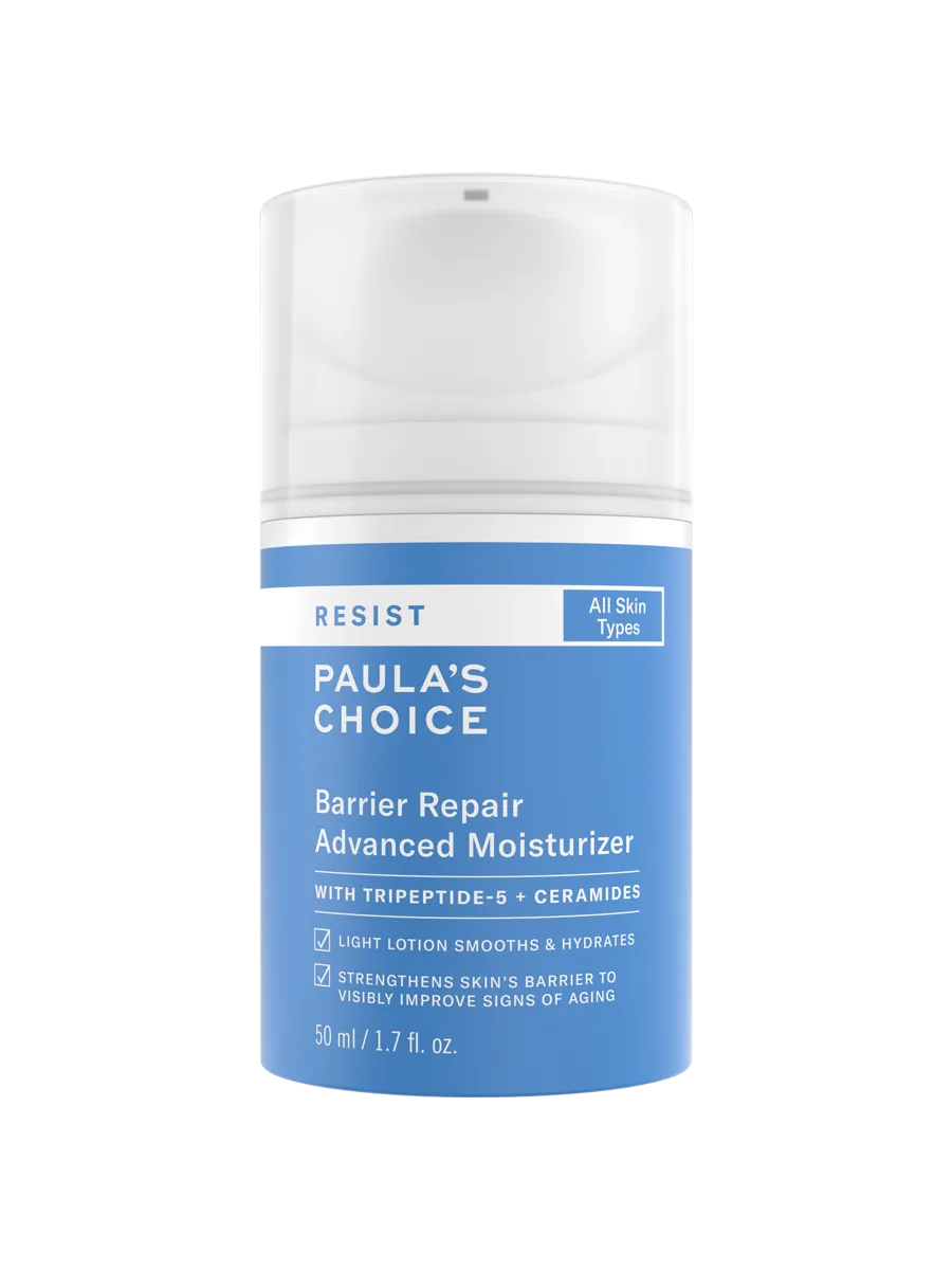 Paula's Choice Resist Barrier Repair Advanced Moisturizer jar with silver lid and green label