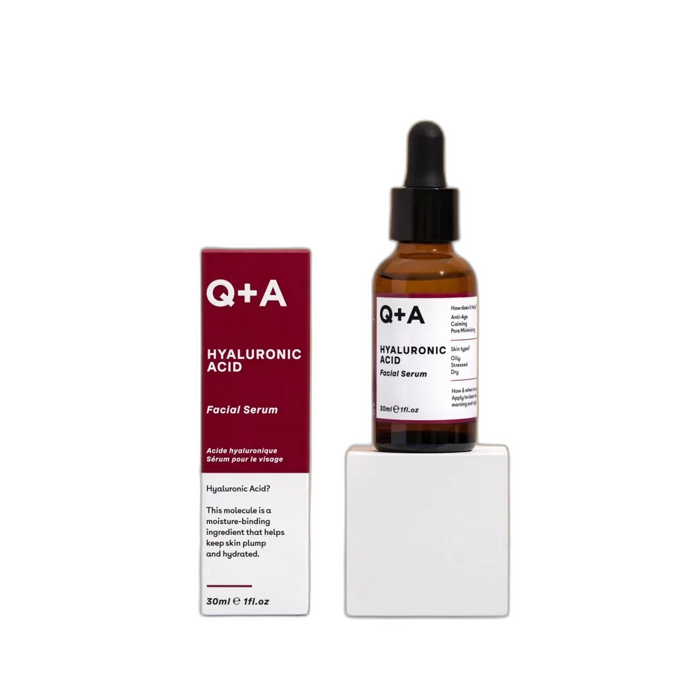 Q+A Skincare Hyaluronic Acid Facial Serum 30ml glass dropper bottle