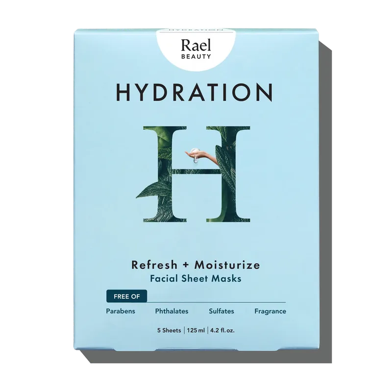 Rael Hydration Face Masks 5-pack box