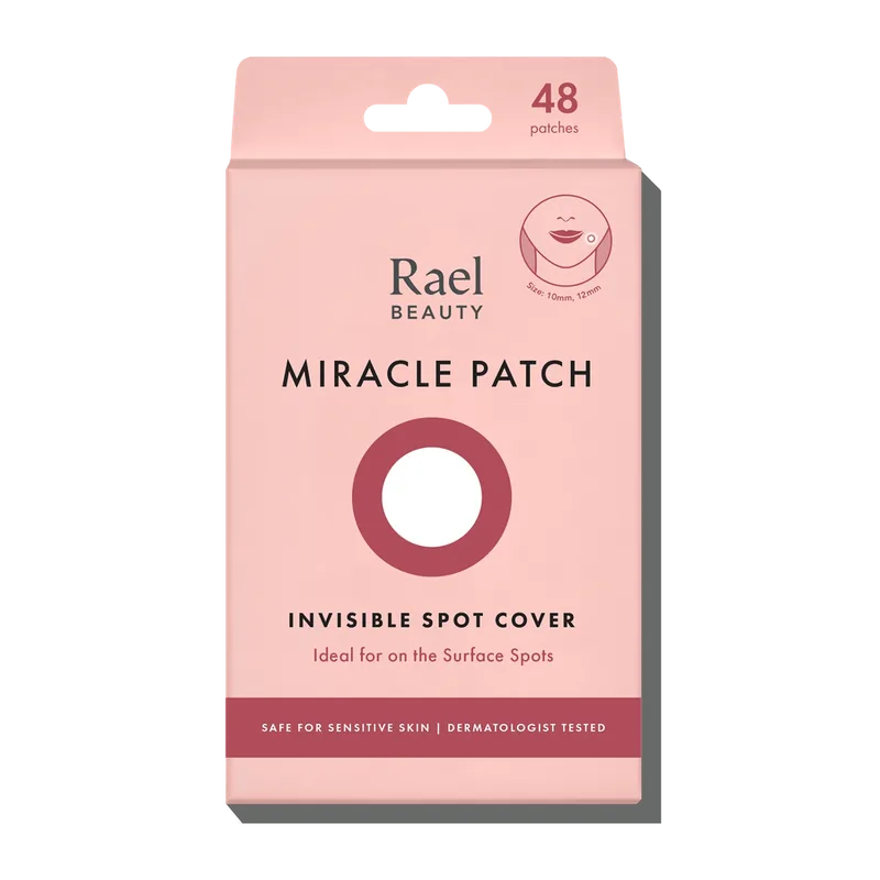 Rael Miracle Patch Invisible Spot Cover sleeve showing a sheet of clear hydrocolloid acne dots