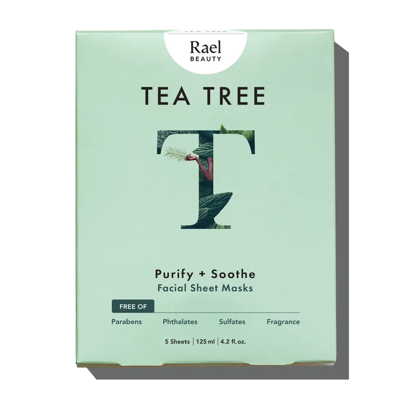 Rael Tea Tree Face Masks 5-pack box