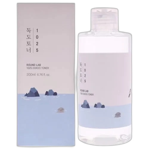 Round Lab 1025 Dokdo Toner in a tall opaque white plastic bottle